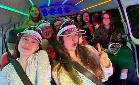 kids enjoying a birthday party bus hire